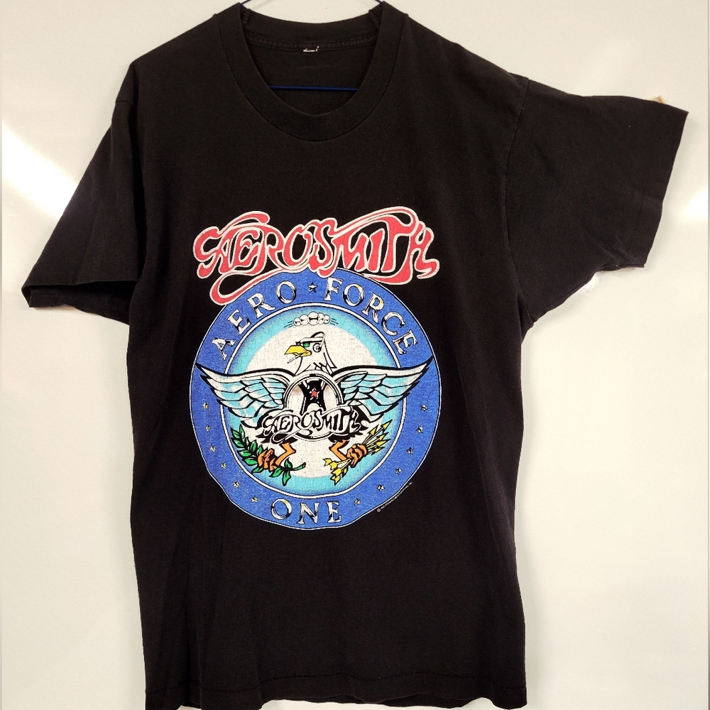 Vintage 1993 Aerosmith Aeroforce 1 Tour Tee Rock Band Single Stitch, Large